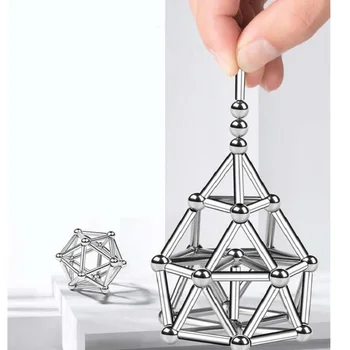 

83pcs Magnet Building Blocks Construction Set 48 magnetic sticks 35 non-magnetic ball Puzzle Stacking Game Sculpture Desk Toys