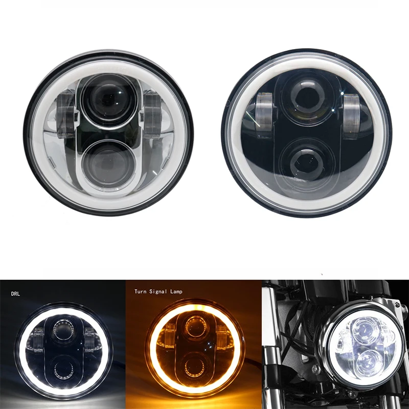 5-3/4" 5.75 inch Motorcycle Moto LED Projector Full Halo Headlight For Dyna Sportster Softail |
