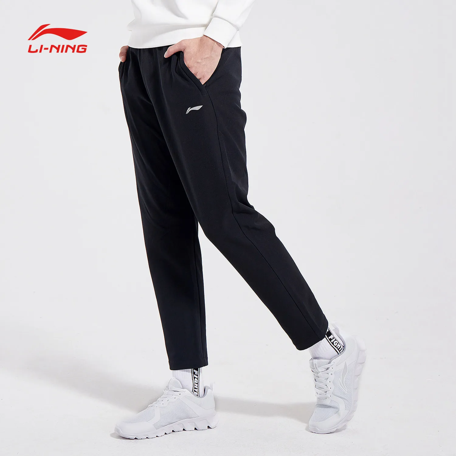 Li-Ning мужские тренировочные брюки серии, теплые флисовые 3D облегающие брюки с подкладкой, удобные спортивные брюки AYKN423 MKY432
