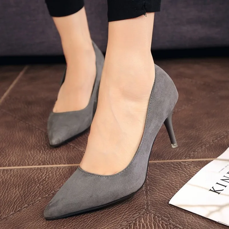 

2020 Hot Sale Classic Simple High Heels Sexy Suede Pointed Toe Stiletto Sandals Wedding Party Women's Singles Shoes Y21-18