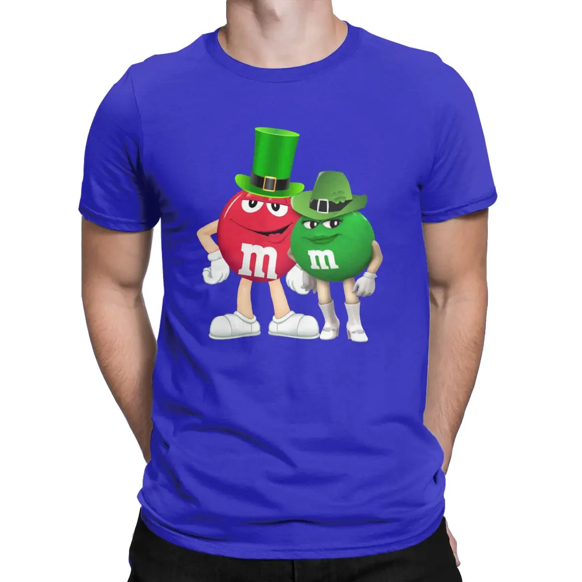 Крутая футболка для мужчин с надписью M& M's Chocolate Candy, футболка с круглым вырезом, футболки с коротким рукавом, одежда для вечеринок - Цвет: Синий