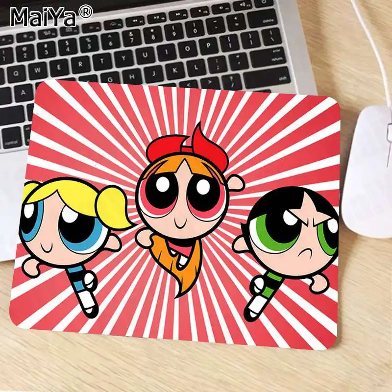 Maiya Нескользящие ПК Powerpuff девушки геймер игровые коврики коврик для мыши большой коврик для мыши клавиатуры коврик - Цвет: Not Lock Edge20x25cm