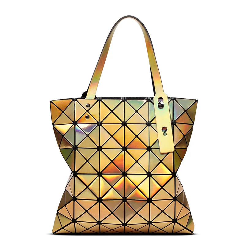 

Laser Geometry Bag 2019 Summer New Style Japanese Style Foldable Flexible Hand Trendy Bag