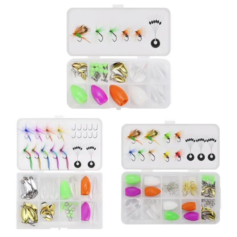 

Fishing Fly Suit Outdoor Fishing Accessories Makou Seed Sequins Dropper Set Flying Hook 73pcs 134pcs