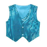 Gilet de danse Hip Hop pour enfants, garçons et filles, gilet à paillettes brillantes, déguisement de fête Disco, Costume de spectacle de chorale, 3-15 ans 3