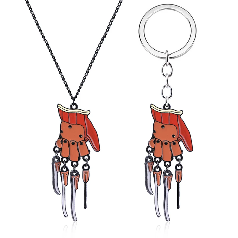 

Halloween Gift Horror Film A Nightmare On Elm Street Freddy Krueger Gloves Necklace Gothic Keychain Hanging Pendant Car Keyring