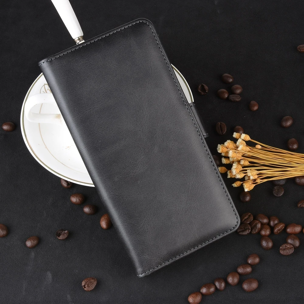 For Galaxy S10e Double Buckle Crazy Horse Business Mobile Phone Holster with Card Wallet Bracket Function - Цвет: Black
