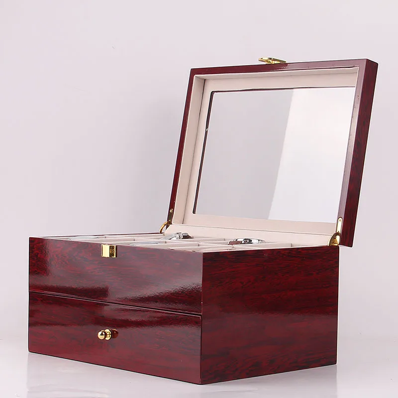 

Double Layer Paint Spraying Watch Wooden Box Top Grade Piano Lacquer Watch Box 20 Wooden Watch Storage Display Box