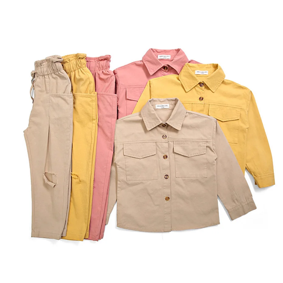 Спортивная одежда для девочек однотонная верхняя одежда, куртка+ штаны, костюм из 2 предметов для девочек, осенне-зимняя детская одежда для девочек 6, 8, 10, 12 лет