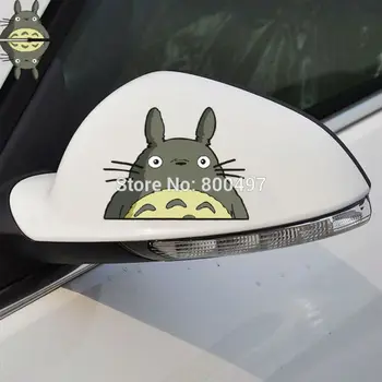 

2 x Newest Car-Styling Cartoon Cat Totoro Rearview Mirror Car Stickers for Toyota Ford Focus 2 Chevrolet Volkswagen Tesla Lada