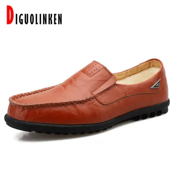 

High Quality Leather Men Shoes Loafers Luxury Mens Casual Shoes Winter Moccasins Shoes Men Warm Fur Slip on Borwn Plus Size 47