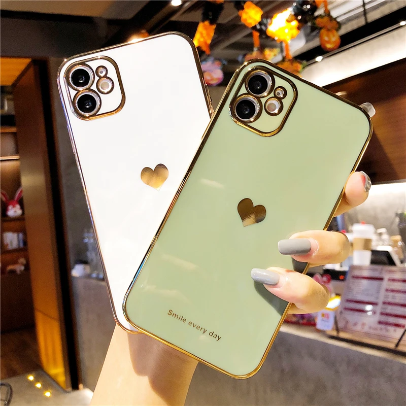Чехол для iPhone 12 Pro Max 11 XS 7 8 Plus X XR Mini SE 2020 Модный мягкий чехол с сердечками милый из