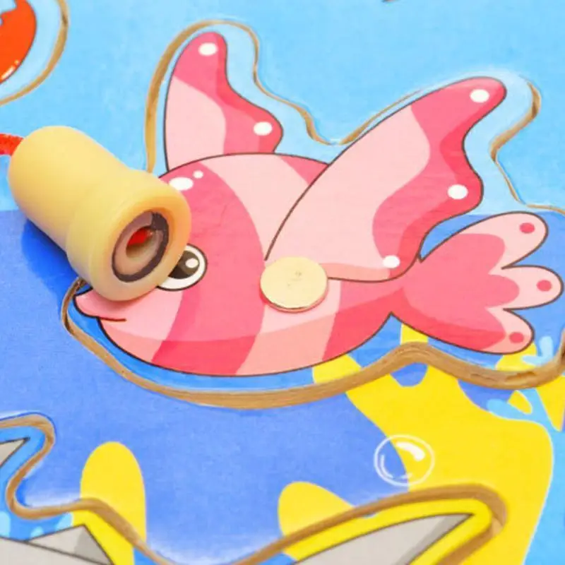 Деревянная Магнитная игра для рыбалки и 3D головоломка