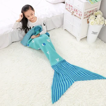 

New Mermaid Blankets Cover Stripe Fish Tail Thicken Winter Sofa Blanket Warm Sleeping Bag