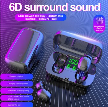 

XG-21 Wireless Portable Bluetooth 5.0 Earphones LED Digital TWS Touching Earbuds Stereo Waterproof IPX5 6D sound TWS headset