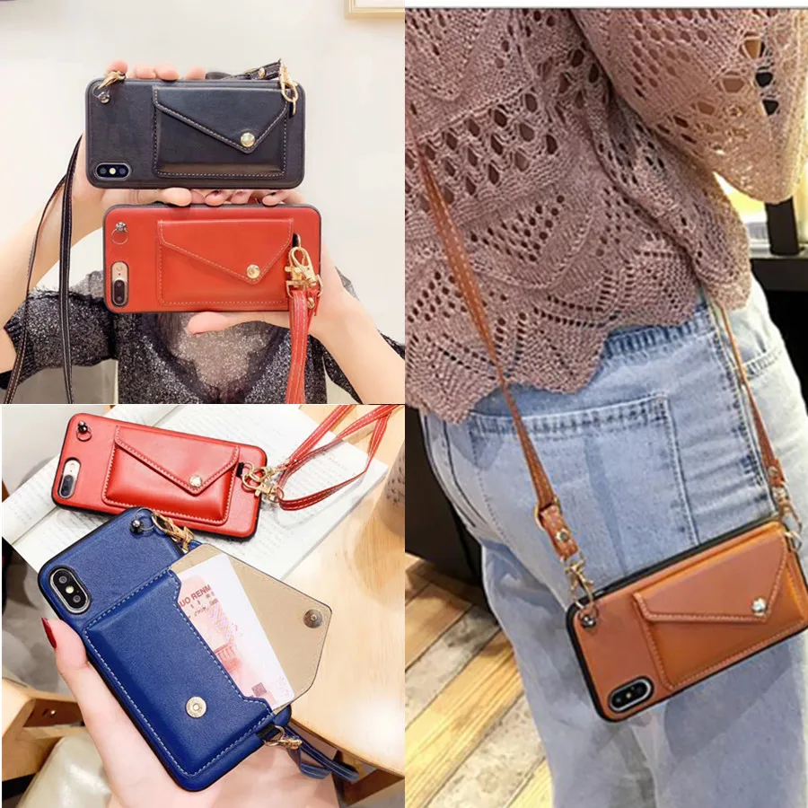 

wallet strap case for samsung galaxy s10 s9 plus note 9 s10e s10 lite case cover luxury leather card shoulder lanyard phone bag