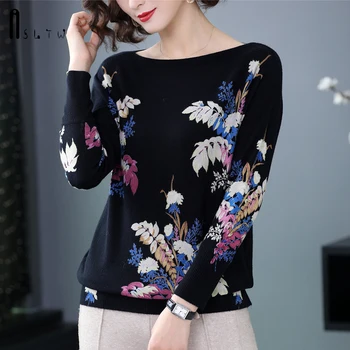 

ASLTW Print Sweater Woman New Autumn Soft Long Sleeve Pull Femme Plus Size Women Sweater Jumper Causal Pullover