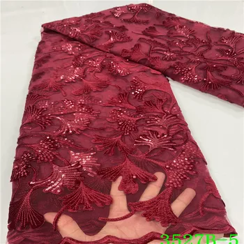

Fashionable African Mesh Lace Fabric High Quality Sequins French Lace Fabric Hot Sales Tulle Lace For Wedding Party GD3527B-5
