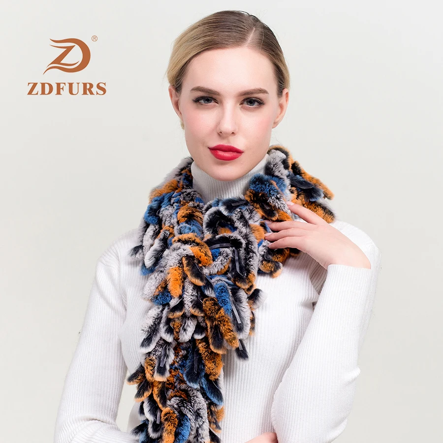ZDFURS* роскошный женский зимний меховой шарф из натурального меха кролика рекс платок-шарф полоски кисточки меховые шарфы пушистые теплые мягкие