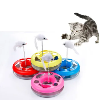 

Cat Turntable Toys Spring Mouse Cat Toy Pet Training Disk Moving Interactive Play Pet educational Toys