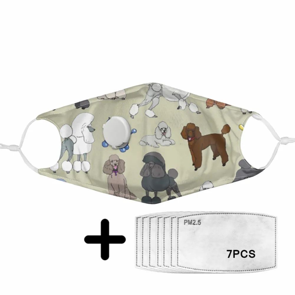 

Comfortable Polyester Mask with Kawaii Cartoon Poodle Print Elastic Air Filter Dust Mouth Masks Anti-Dust Adjustable Earloop