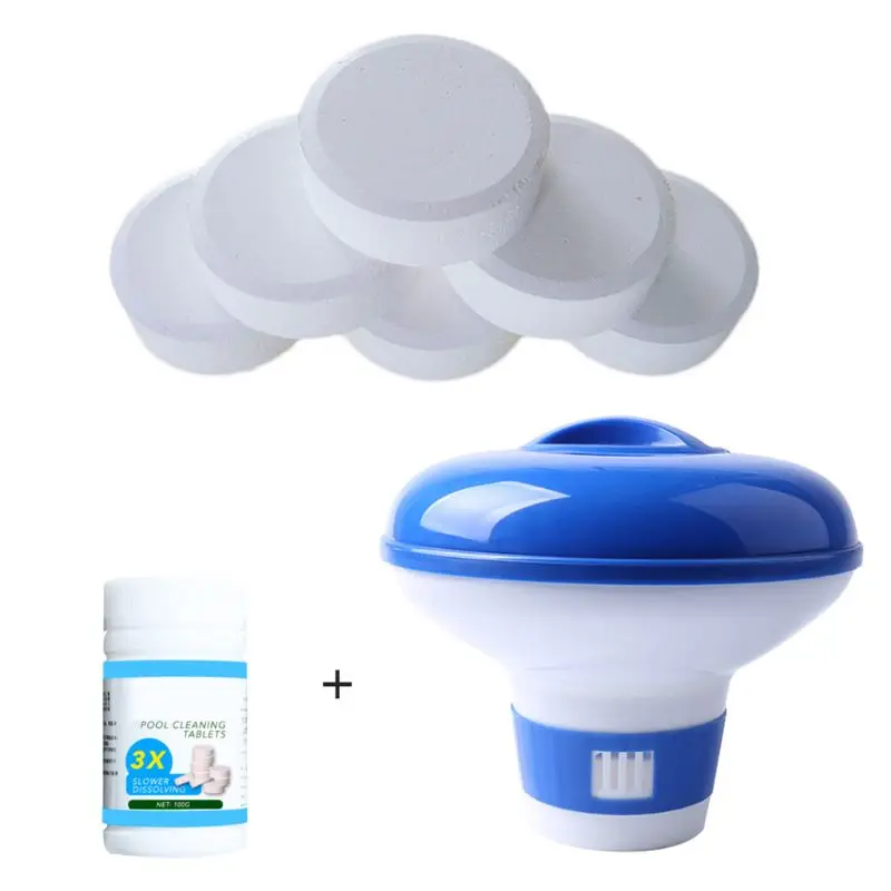 

Swimming Pool Chlorine Dispenser Plus 100 tablets Chlorine Tablets Chemical for pool Applicator Spa Hot Tub Supplies