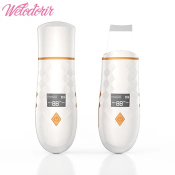 

Ultrasonic Skin Scrubber Spatula Facial Deep Cleaning Hot Compress Ion EMS Pluse LED Display Face Care Skin Peeling Extractor 45