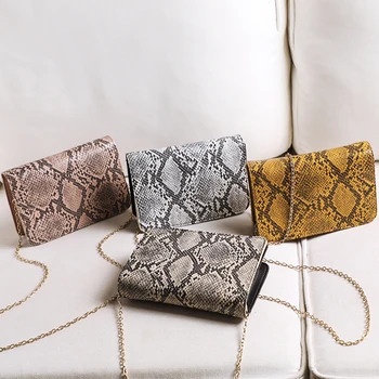 

Snake Pattern Crossbody Bags Women Vintage Shoulder Messenger Bag Ladies PU Chain Handbags Female Envelope Trunk