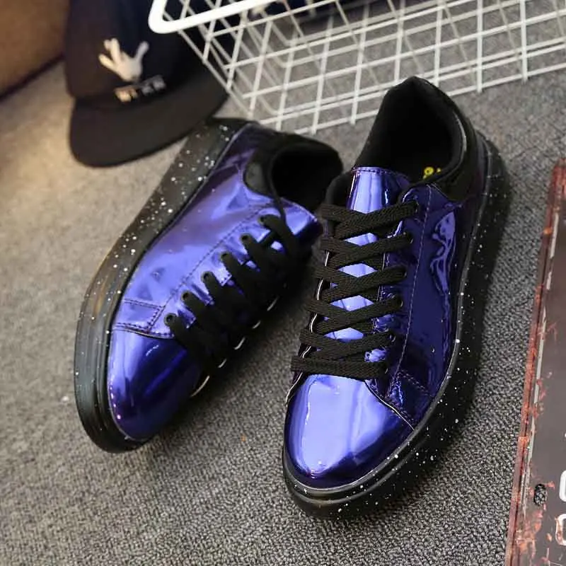 Blue D BomKinta; цвет золотой, серебряный, черный; кожаная повседневная обувь; мужская обувь с высоким берцем; обувь для влюбленных пар; кроссовки на шнуровке; уличная Мужская обувь; большие размеры - Цвет: Blue D