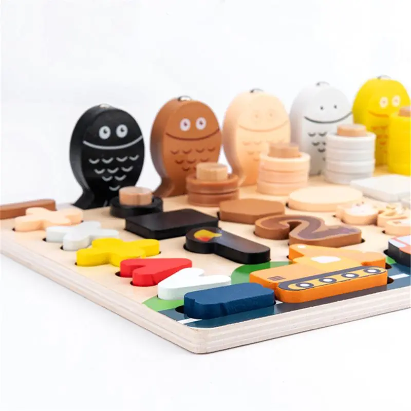 

Montessori Wood Blocks Puzzle Board Set for Toddler Preschool Kids, Learning & Educational Toys for Number Counting