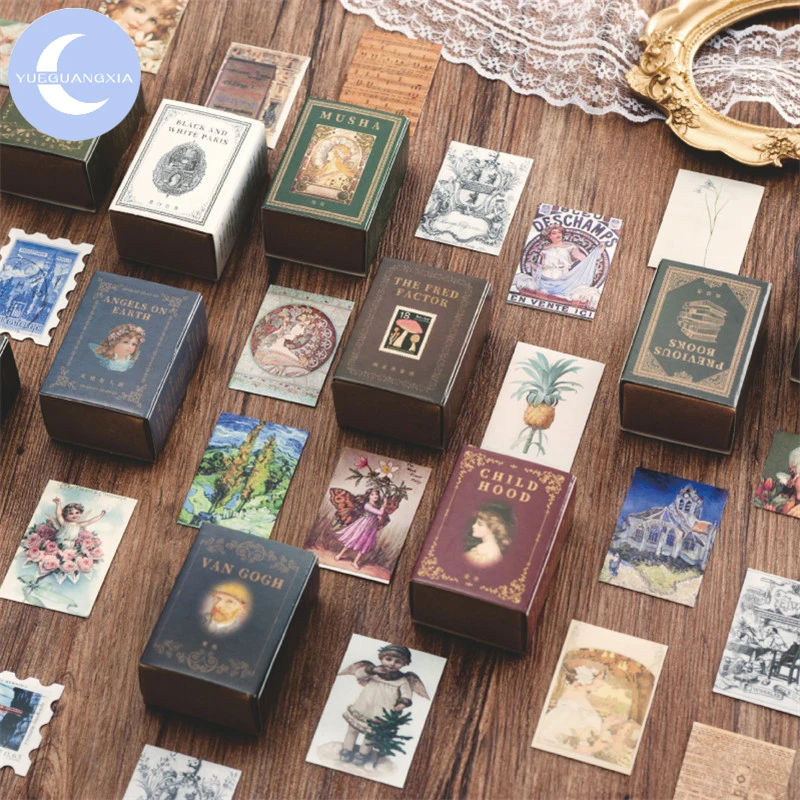 

YUEGUANGXIA 100pcs/box Retro Story Old Letter Flower FairyKraft Paper Bullet Journaling DIY Scrapbooking Decoration LOMO Cards