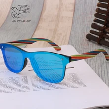 Деревянные винтажные красочные оттенки солнцезащитные очки ручной работы мужские Поляризованные плоские объектив без оправы квадратная рамка женские солнцезащитные очки