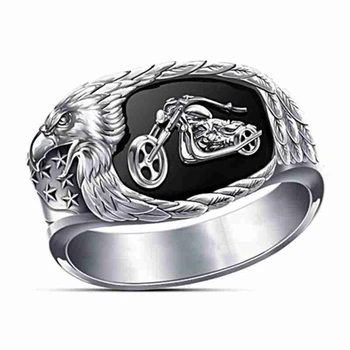 

10pcs Hot sell fashion hip hop men's motorcycle rings men birthday party jewelry gifts rings size 7-14 G-73