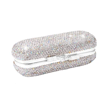 

Car Storage Box Ladies Lipstick Case With Mirror Shiny Diamonds Luxurious Vintage Clip On Lipstick Holder For Auto/Bags