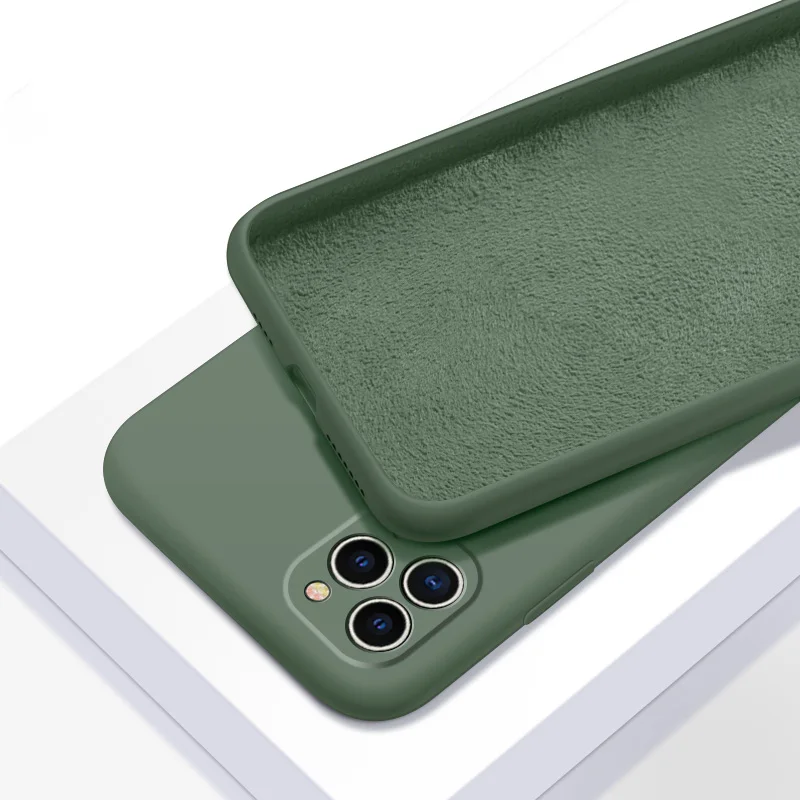 Жидкий силиконовый чехол для телефона для IPhone 11 Pro Max чехол Противоударная задняя крышка IPhone11 Pro Max Чехол Мягкий силиконовый чехол - Цвет: Dark Green