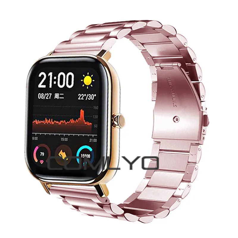 Металлический ремень для Xiaomi Huami Amazfit GTS, регулируемый ремешок из нержавеющей стали, умный ремешок для наручных часов, браслет для наручных часов