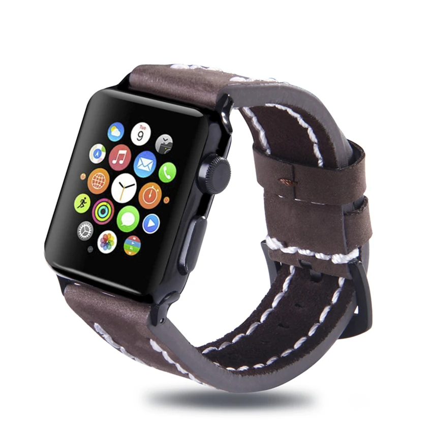 Новый кожаный браслет для Apple Watch 44/42/40/38 мм сменный ремешок iWatch серии 4/2/1