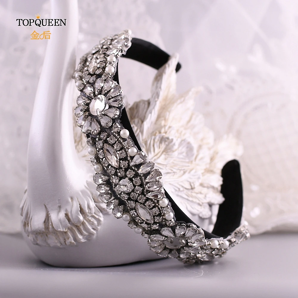 TOPQUEEN S237-FG Свадебные Стразы broque головная повязка свадебная тиара головные уборы серебряные стразы головная повязка Свадебные украшения для волос