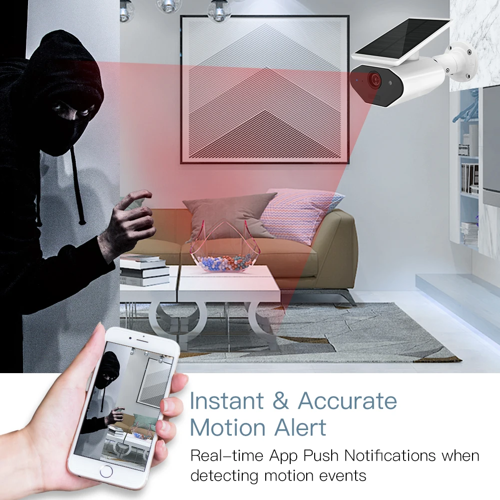 Tuya Smart Camera Outdoor Solar Camera HD 1080P Network Two-way Audio IP65 Wiring Free Work with Google Assistant