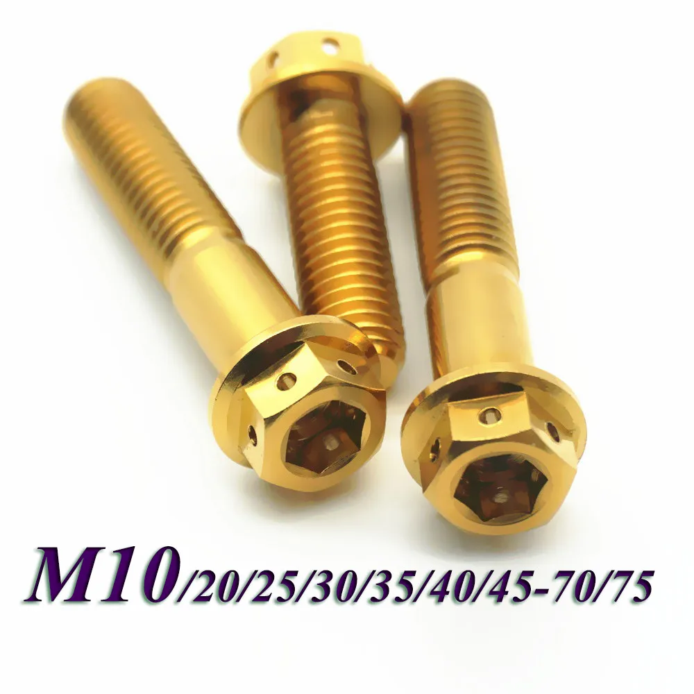 M10 x 30 35 40 45mm 1.5 Pitch Titanium Ti Flange Hex Bolt Ti Color