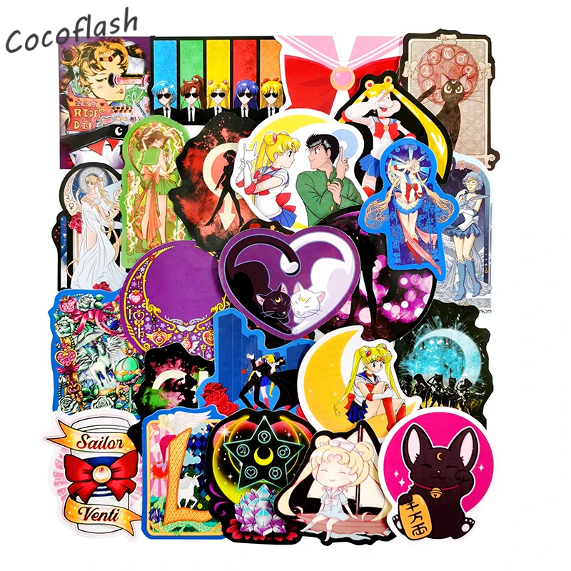 50pcs/lot Japan Anime Sailor Moon Waterproof Stickers For Refrigerator Motorcycle Skateboards Laptop Luggage Children