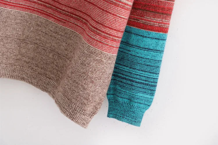 sweater new loose Striped turtleneck pullover mori girl 60710