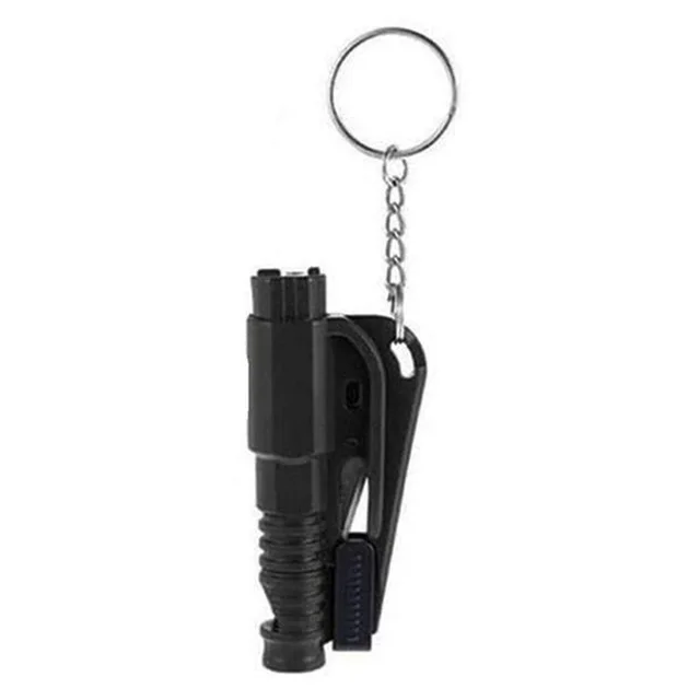 Mini Safety Hammer Keychain Car Window Glass Breaker Seatbelt Cutter 2 In 1 Portable Spring Type Escape Hammer Auto Rescue Tool black