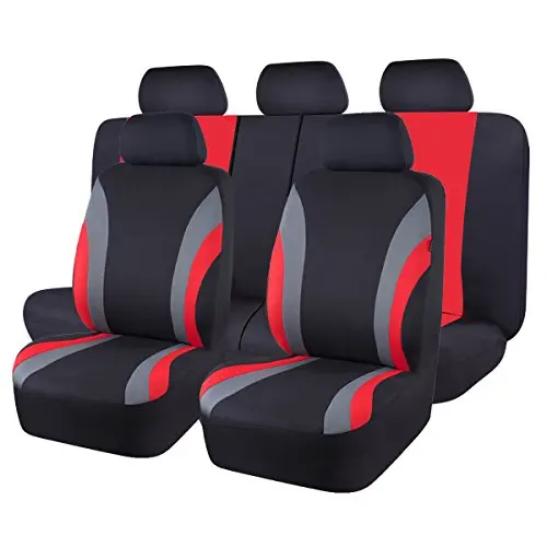 BLACK And Red 11 шт Универсальный чехол для автомобильных сидений дышащий с 5 мм композитной губкой внутри, подушка безопасности совместима - Название цвета: BLACK And Red