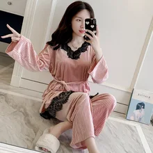 Fiklyc Для женщин пижамы на осень и зиму золото бархат высокого качества Высокое качество халаты можно носить; очень пикантные женские туфли