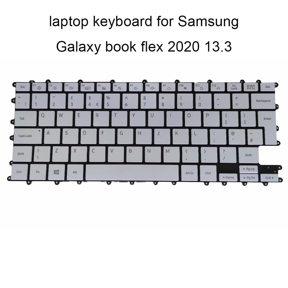 

UK IT Backlit keyboard for Samsung Galaxy Book Flex 2020 13.3 GB British Italiano silver Replacement keyboards original new