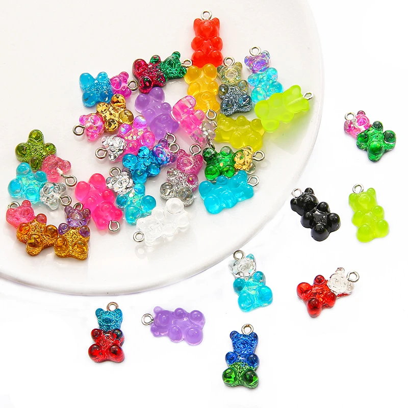 10pcs Cute Resin Candy Cabochon Charms Pendant For DIY Earring Keychain Necklace 