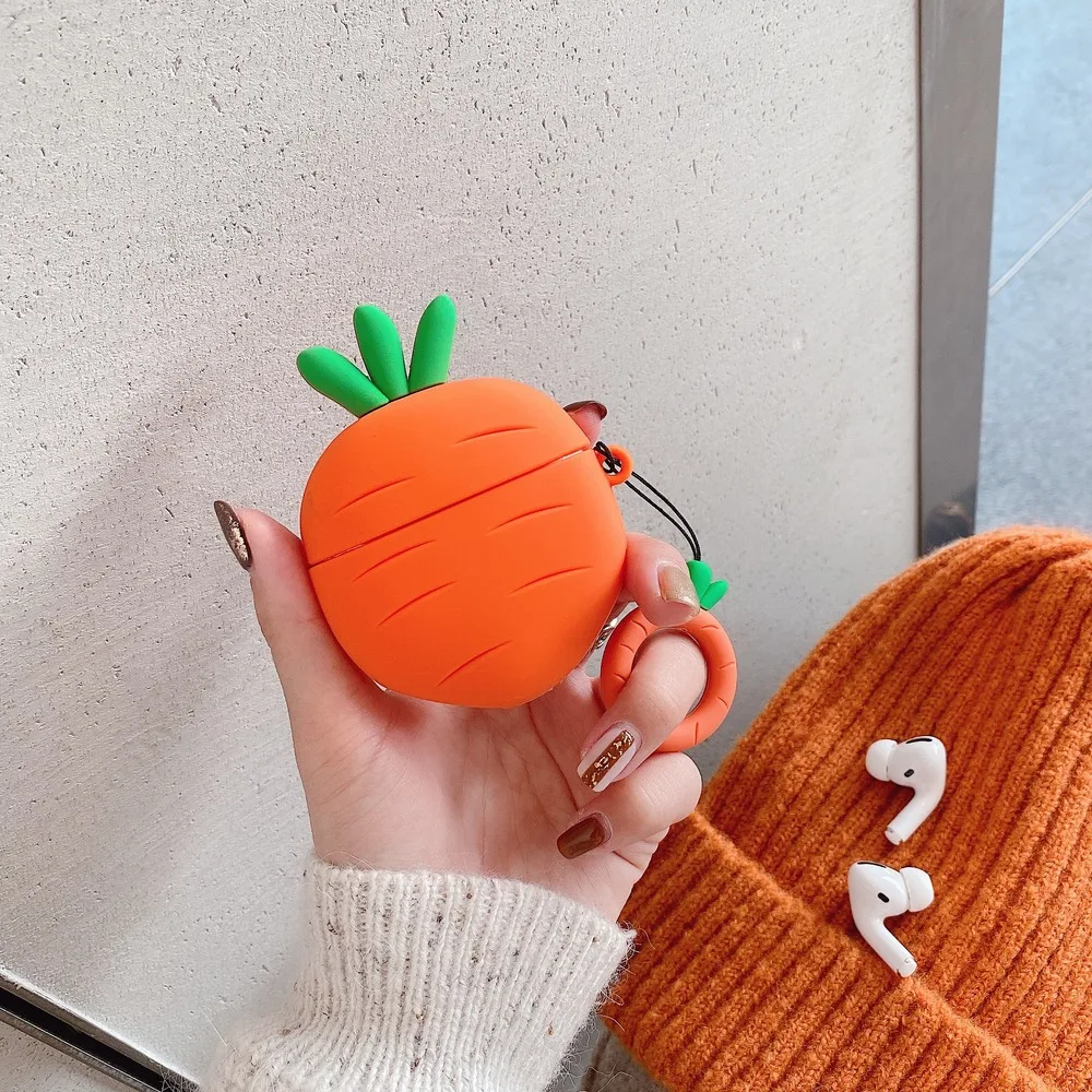 for airpods pro Для AirPods Pro 3D Red Daucus carota морковный чехол для наушников для AirPods 1 2 3 Bluetooth гарнитура силиконовый чехол s с ремешком - Цвет: for airpods pro