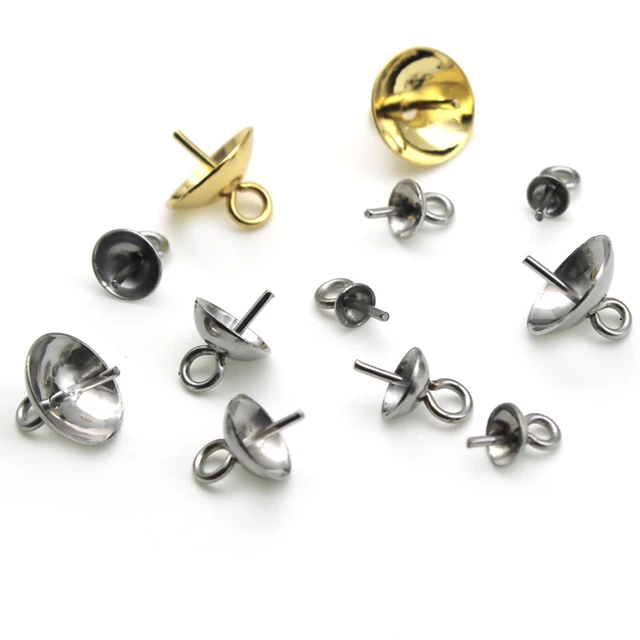 30PCS Stainless Steel End Caps Peg Bails Eyepins for Jewelry