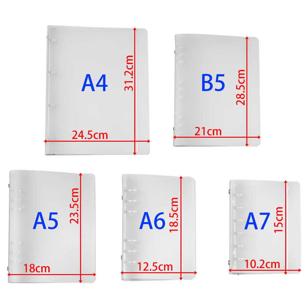 1 шт. матовый прозрачный A4/B5/A5/A6/A7 свободный блокнот со съемными листами чехол с кольцевым разъемным механизмом, блокнот оболочки папка для файлов офисные школьные принадлежности